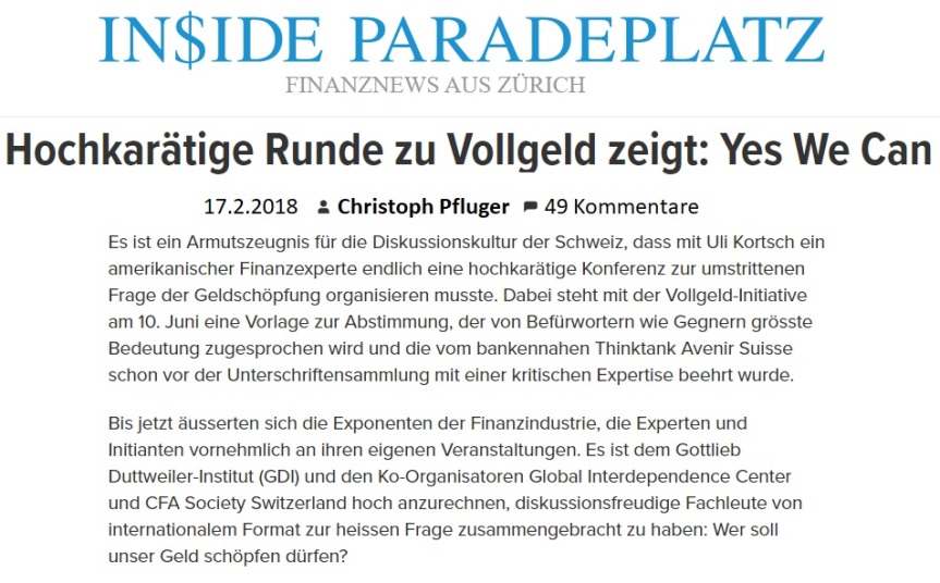 Zarlenga Geld als Macht Geschichte
Christoph Pluger , Schweizer Vollgeld Initiative 2018